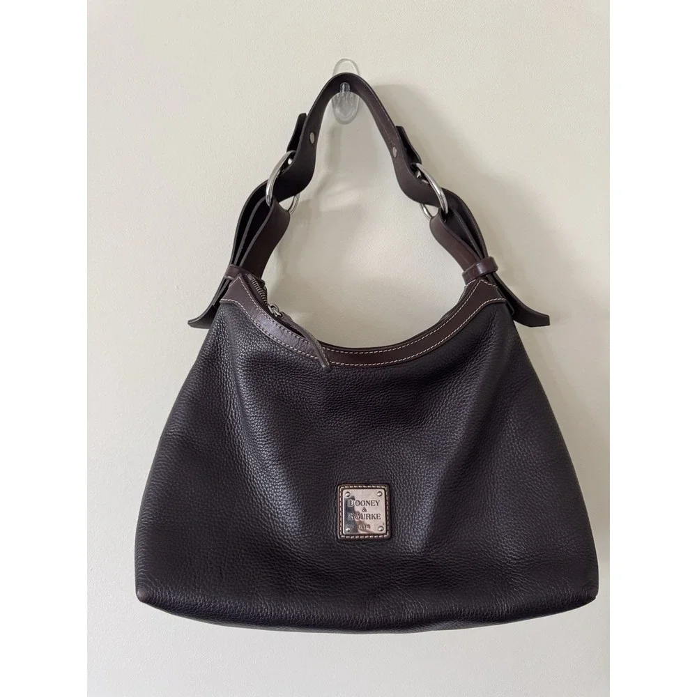 Dooney & Bourke Brown Pebble Grain Leather Hobo Shoulder Bag
